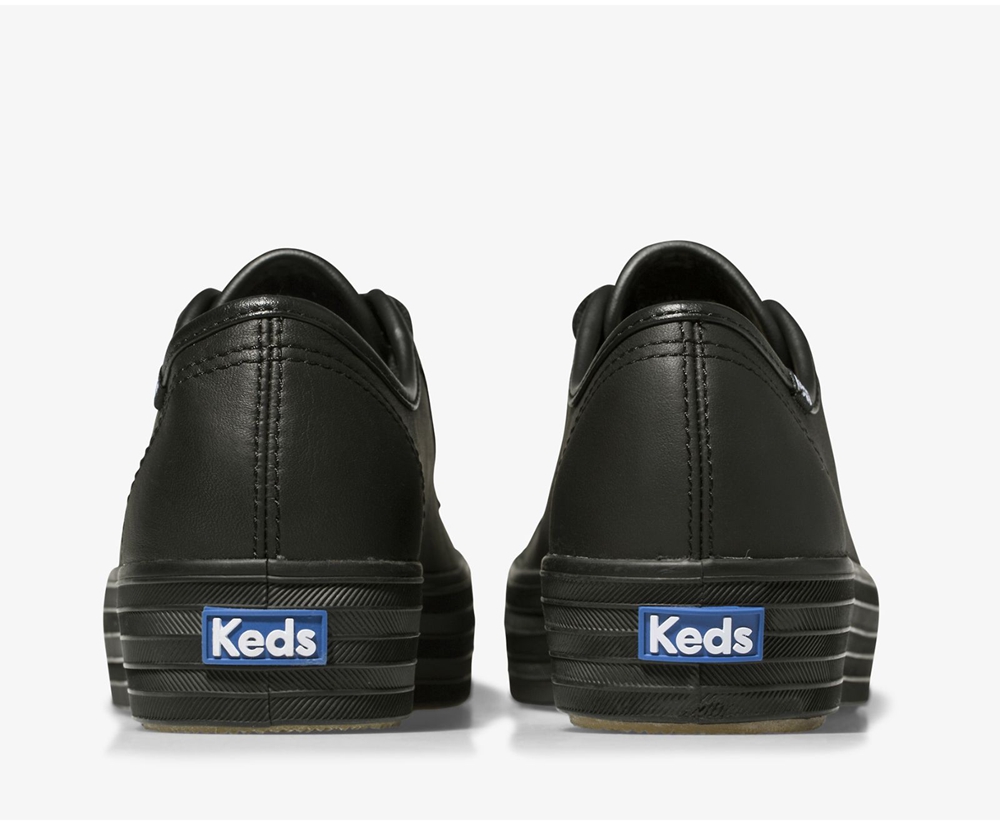 Keds Womens Sneakers Black - Triple Kick Leather - 256NTFIZH